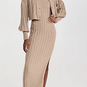 Something Navy Tan Ribbed Cropped Cardigan Size Small